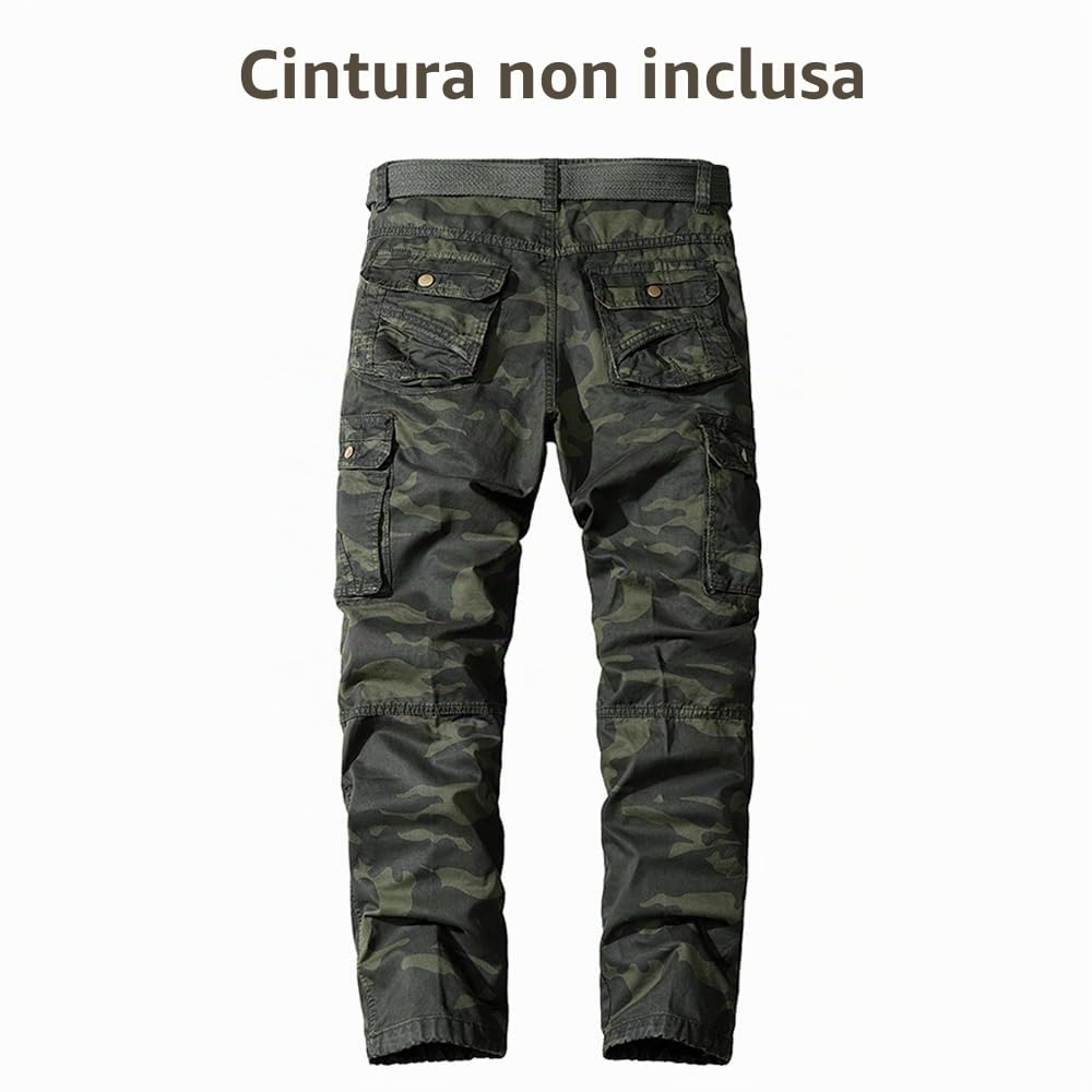 Cargo Militari Uomo Pantaloni da Lavoro Tattici Con Molte Tasche per Caccia in Cotone