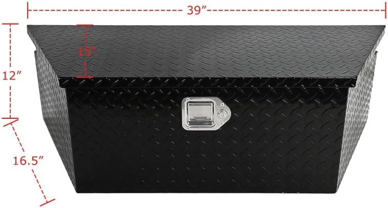 Miniatura 2 de Caja de herramientas de almacenamiento de lengua de aluminio negro de 39 pulgadas con cerradura y llaves