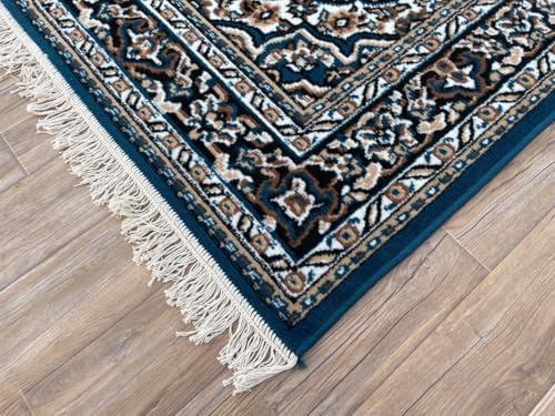 Image of TTC THREAD & TEXTURE CARPET Traditional Comfort: Power-Loomed Carpets for Living Room- Every Space Area Rug Color Blue Size 6x8 Feet (180x235cm)