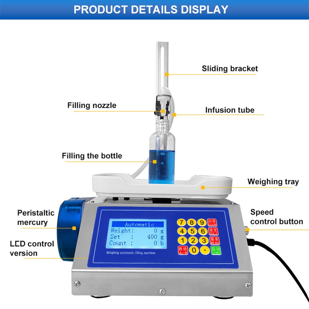 Llenadora De Control Digital, Máquina De Llenado De Líquidos Pequeña, Máquina De Llenado De Bomba Peristáltica Con Pesaje De Líquidos, Volumen De Llenado 2-300 G, Peso Máximo 500 G, Para Esencia