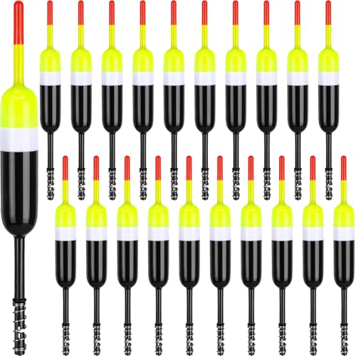 VioraWhite 20 Pcs Fishing Floats Bobbers Spring Oval Stick Slip Floats Balsa Wood High Visibility and Sensitive for Crappie Catfish Trout Panfish Walleye Fishing(2.4?x0.59?x5.7?,Yellow Cylinder)