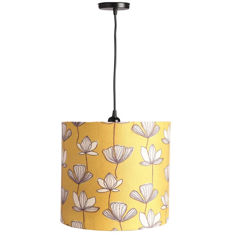 Image of Mustered Junoon Color, Classic Pendant Drum Lamp Shade, Decorative Light Lamp, Hanging Spotlight with Fixture (Beige), 40Watts, Silver Canopy -: Pack of 1 (8.5 * 8.5 Inches)