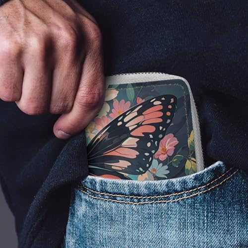 Porte-cartes en cuir gaufré de motifs nature chic et élégant