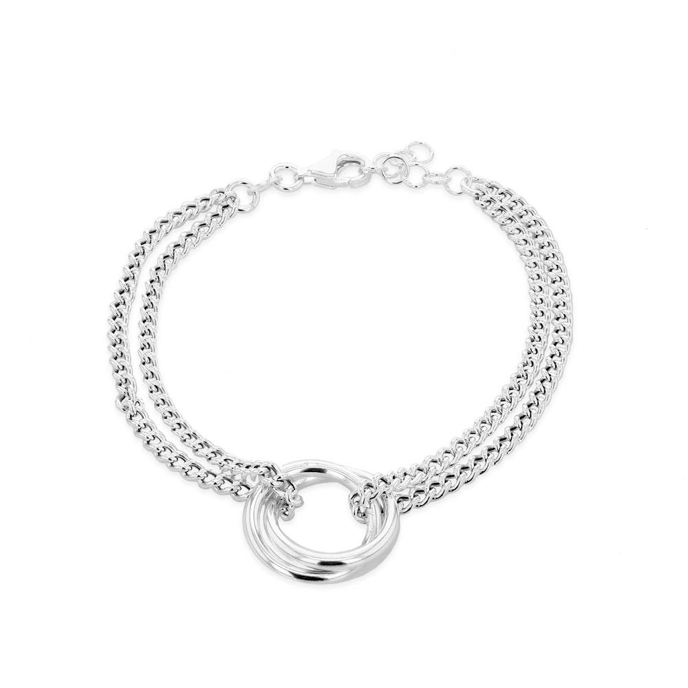 Tuscany Silver Collana/Bracciale regolabile da donna con catena a doppio cordolo in argento da donna