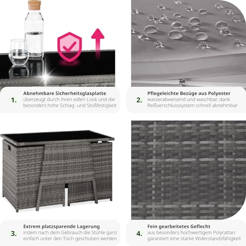 Rattan Gartenmöbel tectake 800682 Polyrattan Sitzgruppe für zwei Personen