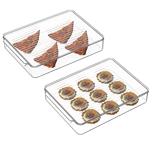 Vacane 2 Pack Refrigerator Organizer Bins,Food Storage Container With Lids For Fruit, Vegetables, Bacon Meat Cheese Keeper Marinade Tray, Stackable Freezer Storage Containers #TOP6
