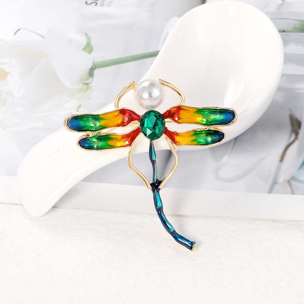 Europäische und amerikanische bemalte Libellen-Corsage-Pin-Legierung mit Diamant-Tropföl-Brosche, Kleidungszubehör-Pins