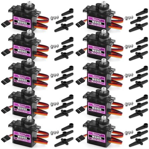 10 Pack Mg90s Servo Motor 9g Micro Servos Kits Metal Gear for DIY Smart Robot Toys RC Toy Car Model Helicopter RC Boat