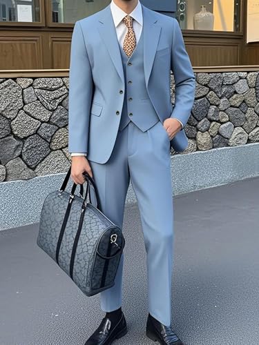 Mens 3 Piece Suit Slim Fit Wedding Suits Business Man Suit Formal Suits for Men Solid Blazer Vest & Pant Set2