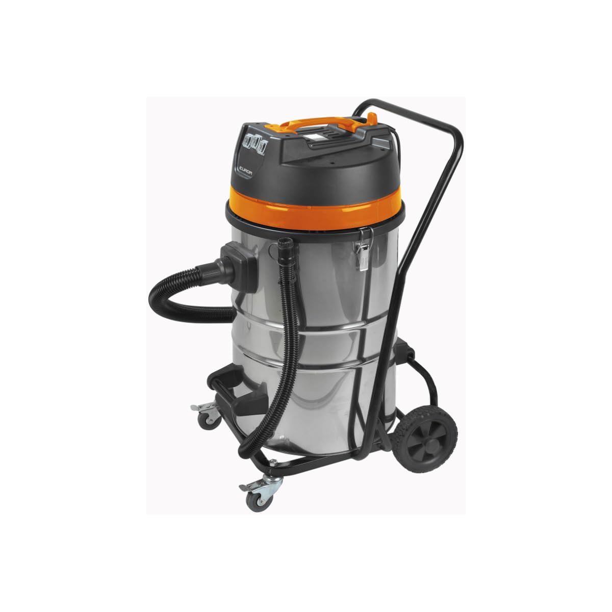 Euromac Force 3080 3000W Negro, Naranja, Acero inoxidable - Aspiradora (3000 W, Negro, Naranja, Acero inoxidable, Seca y húmeda, 83 dB, 5 m, 22,8 kg)
