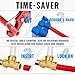 SUNGATOR Tee Plumbing Pipe Connector, 3/4-Inch Push Fit PEX Tee, No Lead Brass T Fittings with Disconnect Clip, Push-to-Connect, Copper, CPVC (2-Pack)
