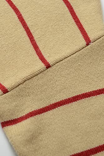 Women's Sweaters Casual Long Sleeve Mock Neck Drop Shoulder Tunic Striped Pullover Knit Sweater Tops4