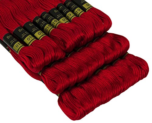 Image of Cross Stitch Hand Embroidery Thread Stranded Cotton Craft Sewing Floss 25 Skeins-Ruby Red