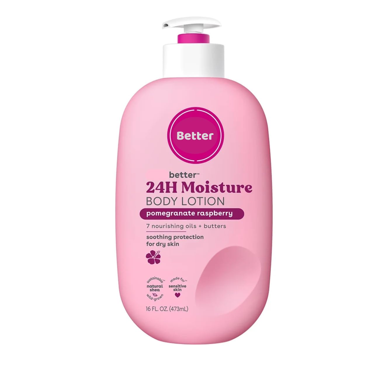 Better Body Lotion for Dry Skin, Pomegranate Raspberry, 24-Hour Moisture Skin Care - 16 fl oz (Pack of 1)