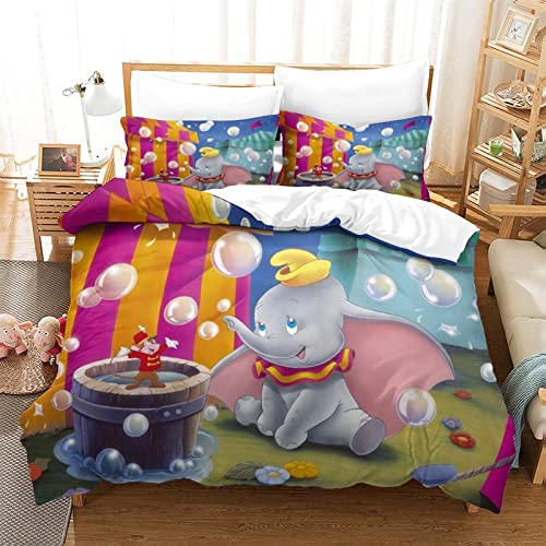 Dumbo Funda De Edredón Estampado 3D con Fundas De Almohada, Juego De Cama De Microfibra, para...