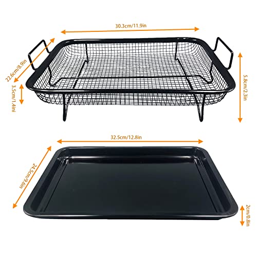 Grillkorb Grillgitter fettarm Backofen,CEIEVER Grillkorb Gitter für Backofen 33.5 * 22cm Grill Korb aus Edelstahl für Grillen, Waschen von Melonen, Obst und Gemüse und zum Abtropfen (Quadrat)