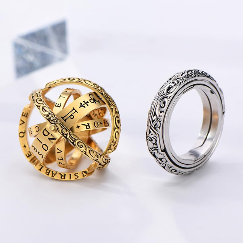 FORUBUS Astronomical Sphere Spinner Ring, Astronomy Ball Cosmic Finger Ring for Astronomer Fans Student Museum Memorial Souvenir3