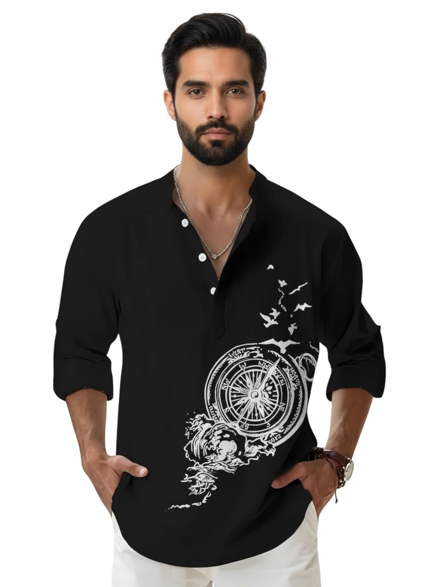 amazon brand - inkast Men's Cotton Blend Mandarin Collar Regular Fit Full Sleeve Casual Short Kurta-picture-14