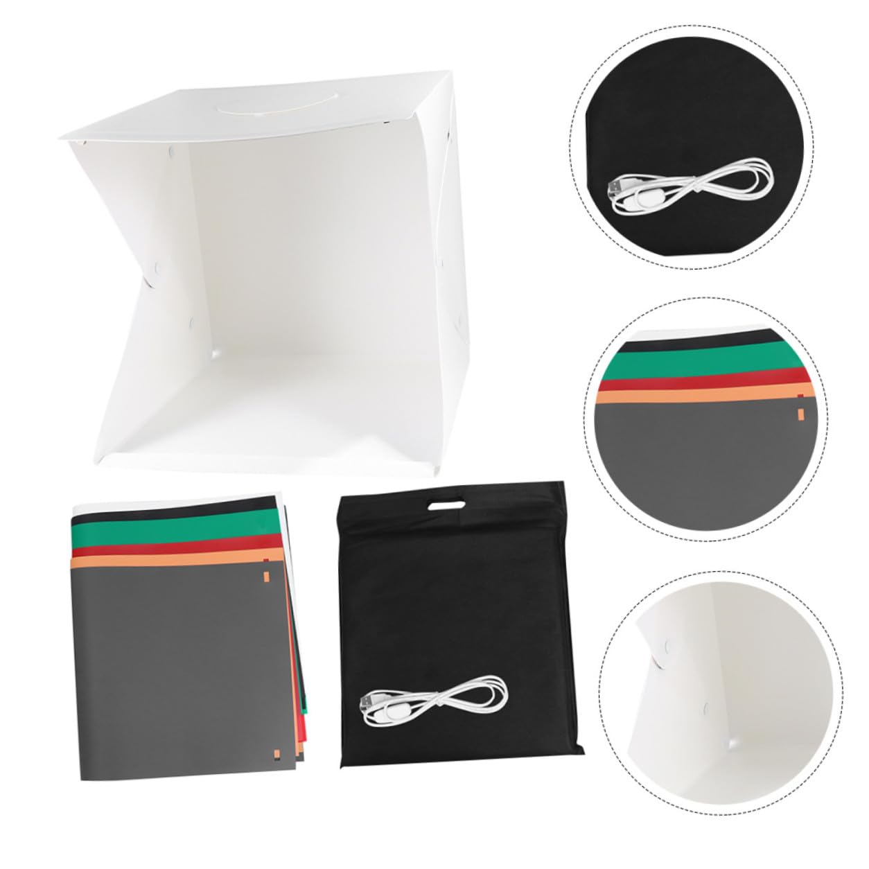 ABOOFAN Mini Boîte Photo Portable 40cm Lumière LED Intégrée, Tente de Photographie Pliable en PVC et Polyester pour Éclairage Précis
