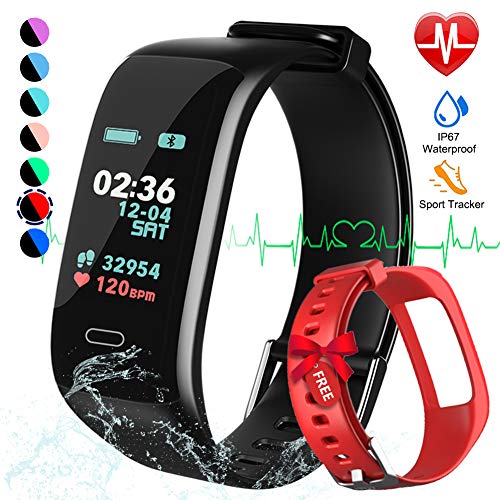 Fitness Tracker, Color Screen Activity Tracker Watch with Blood Pressure Blood Oxygen, IP67