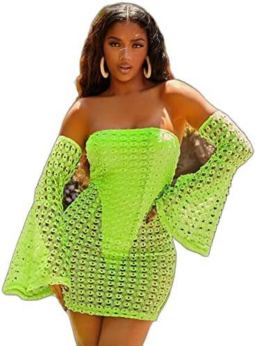 SHEIN SXY Neon Green Off Shoulder Bodysuit Insert Hollow Out Bodycon Dress,  M1102286, Lime Green, M: Buy Online at Best Price in Egypt - Souq is now  Amazon.eg