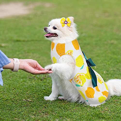 4 Pieces Dog Dress Summer Cute Pet Clothing Elegant Floral Pet Apparel and 8 Pieces Dog Hair Bow Puppy Dog Vest Ribbon… - Image 3