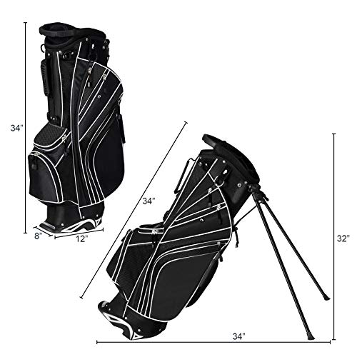 Tangkula Golf Stand Bag W/6 Way Divider Carry Organizer Pockets Storage Golf Travel Bag(Black) #TOP4