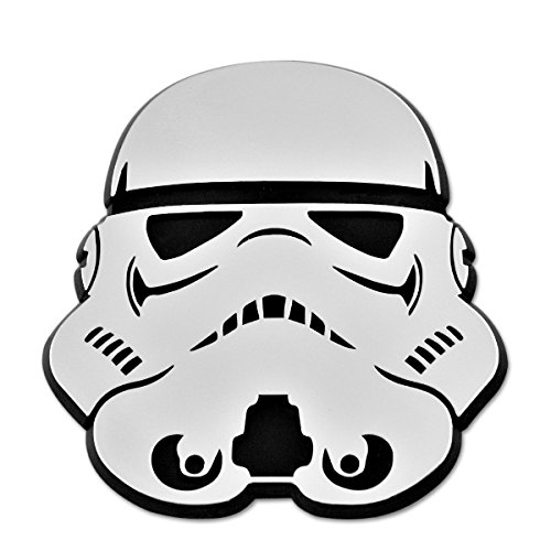 SW Stormtrooper Pilot Helmet Plastic Auto Emblem - [Silver][3'' x 3 1/4'']