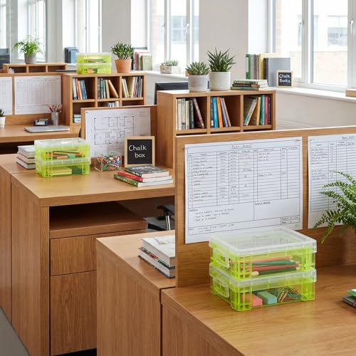 Image of Suzile 40 Pcs Plastic Crayon Boxes Holds 24 Crayon with Snap Lid Storage Container Clear Stackable Case for School Office Classroom Supplies Pen Pencil Craft(Green)