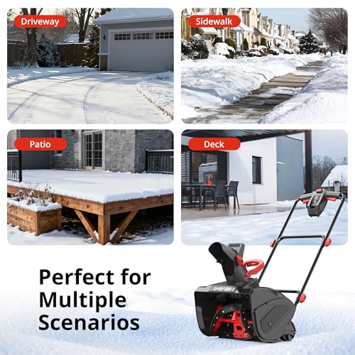 AMERISUN 18-Inch Electric Snow Blower, 15-Amp Corded Snow Thrower 2200 RPM, 30 FT Snow Throw Distance, Lightweight Winter Snow Removal Machine for Patio, Walkways & Small Yards