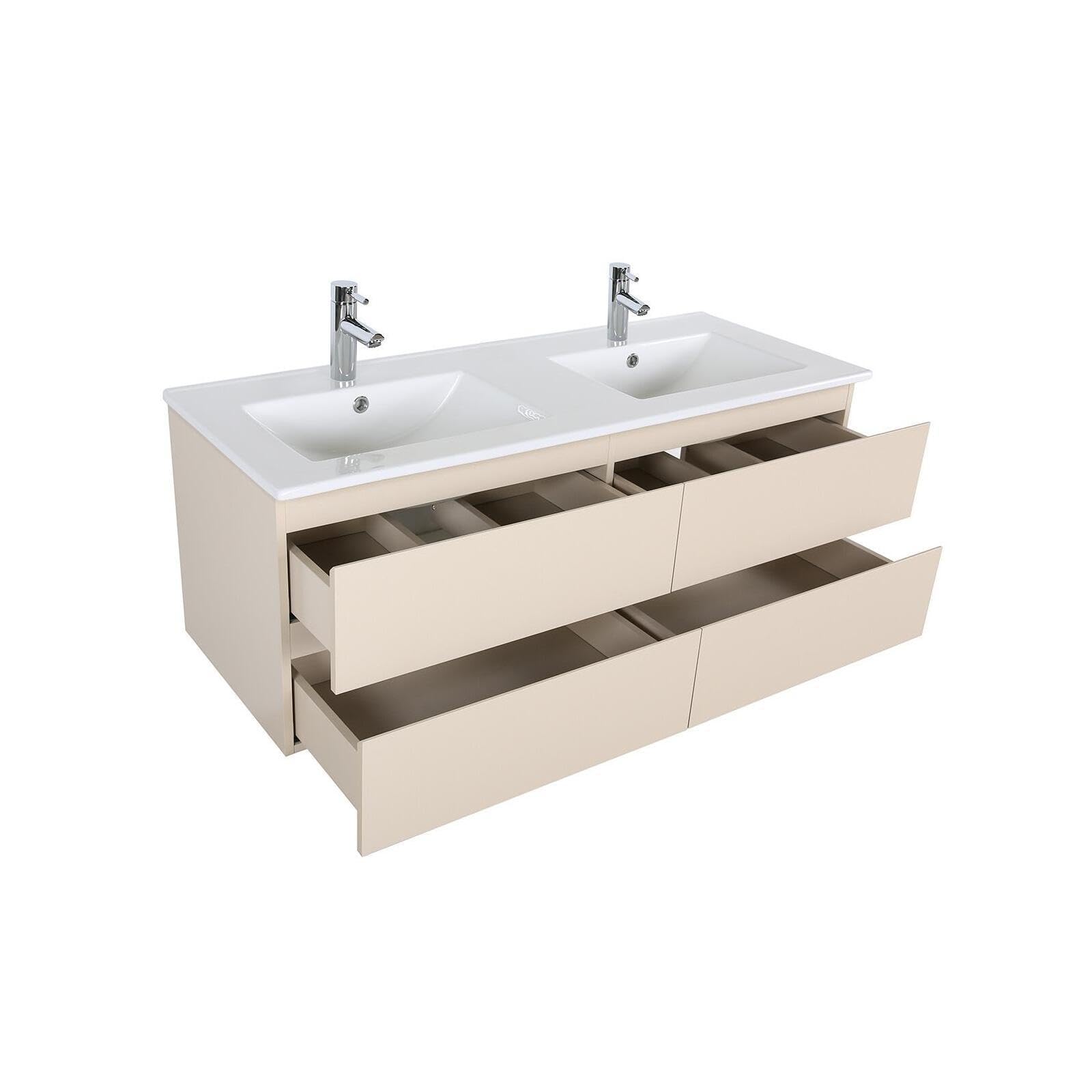 MOB-IN Sorrento - Mobile doppio lavabo sospeso con piano in ceramica, 120 cm