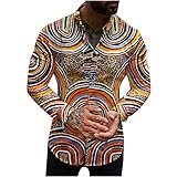 Mens 70s Disco Shirts Casual Paisley Tops Butterfly Floral Vintage Button Down Long Sleeve Shirt Novelty Tee Blouse