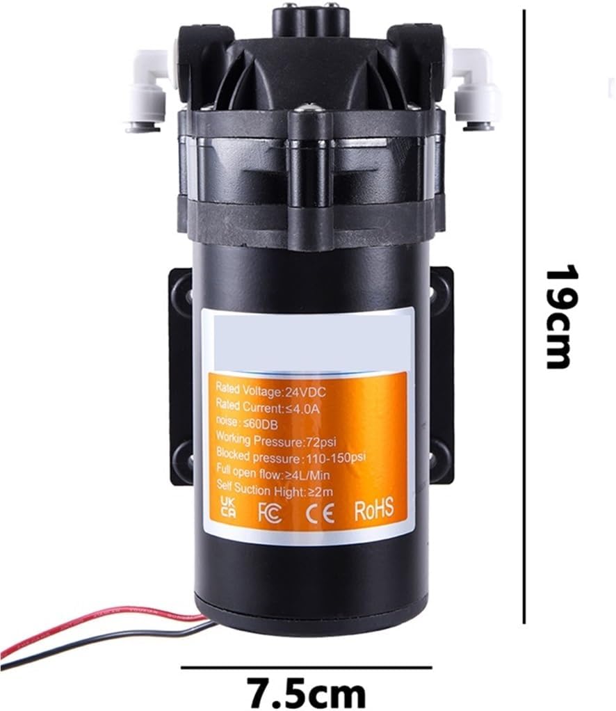 Water Purifying Diaphragm Booster Pump 24VDC Low Noise Water Pump 600GDP Reverse Osmosis 2m Self Suction Height