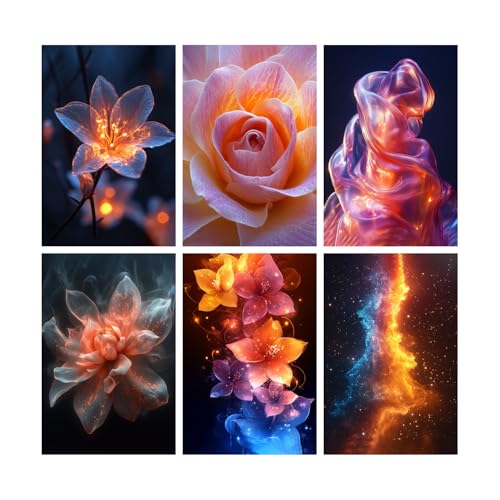 Image of SiddArtify Floral Wall Art Prints Set - Abstract Flower Poster Decor for Living Room Bedroom Office - 12x18 inch Sticker Pack of 6