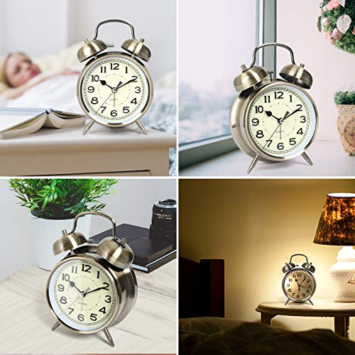 Image of AYRELY Super Loud Alarm Clock for Heavy Sleepers Adults,Twin Bell Retro 4 Inch Silent Non-Ticking Quartz with Backlight, Alarm Clocks for Bedrooms,Bedside,Study Room