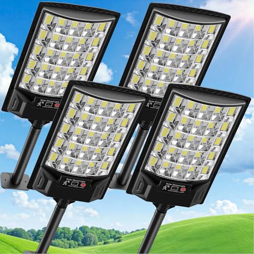Aqraou Solar Street Lights Outdoor, 6500K Outside Waterproof LED Street Light Dusk to Dawn, Wide...