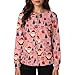 Scrub Jackets for Woman Plus Size Nurse Christmas Shirt Christmas Tree Santa Claus Snowman Snowflakes Print Nurse Scrubs Long Sleeve Snap Front Holiday Working Uniform with Pockets Pink L