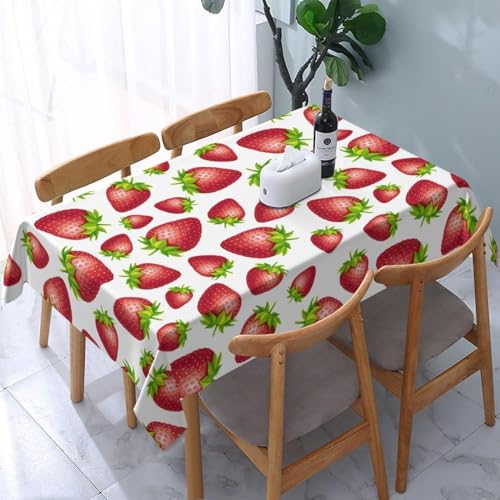 Tizhweqo Mantel Mesa Rectangular Fresa, Manteles Antimanchas Fruta, 3D Impresión Mantel Impermeable Lavable para Cocina Salón Comedor, 140x250 cm Q.P3298