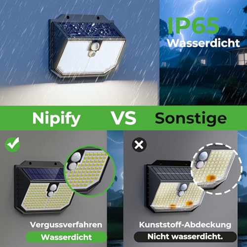 nipify Solarlampen für Außen mit Bewegungsmelder,138 Superhelle LED,Garten – Ansicht 4