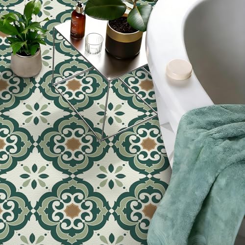 Celestdeco Vinylboden Selbstklebende Bodenfliesen Grün Marmor,Pvc Bodenbelag Klebefliesen Boden Grün Matt, Fußbodenbelag Bodenbelag Selbstklebend für Bad Küche Wohnzimmer 10 Stück 30x30cm