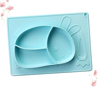 ibasenice Pratos De Silicone Para Bebês Bandeja De Silicone Pratos Azuis Pratos De Jantar Azuis Pratos Infantis Talheres Para Bebês De Uma Peça Jogo Americano De Silicone Tigelas De