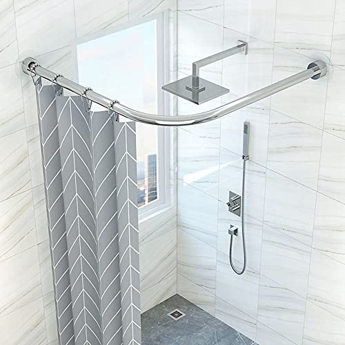 Évitez les trous : Tringle à rideau de douche extensible en L sans perçage pour baignoire