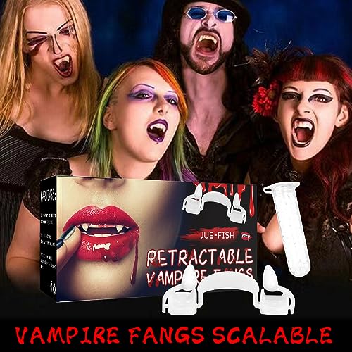 Himank Halloween Vampire Teeth, Reusable Vampire Fangs for Halloween Cosplay Costume Party Dentures Decoration Scary Creepy Retractable Braces for Kids/Adults