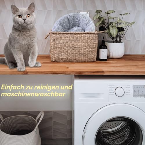 Nisrada Katzenbetten für Indoor-Katzen, 50cm, Hundebett für kleine Melium-große Hunde, waschbares, rundes Haustierbett für Welpen und Kätzchen, mit Rutschfester Unterseite