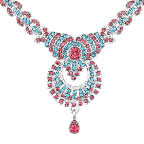 Image of Atasi International Delightful Rhodium Silver Plated Alloy Choker Necklace Set For Women