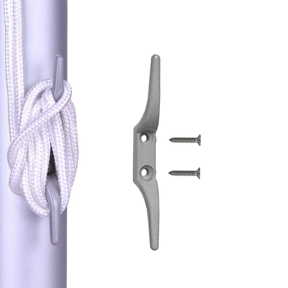 Flagpole Repair Parts Kit 50 Feet Flag Halyard Rope + 3" Flag Pole Topper Gold Ball + 4" Cleat