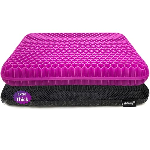 Image of Gel Seat Cushion, Office Seat Cushion Chair Pads for Office Home Car Wheelchair Long Trips - Extra Thick Gel Cushion for Pressure Sores, Tailbone, Back, Sciatica Pain Relief (Extra Thick, Violet)