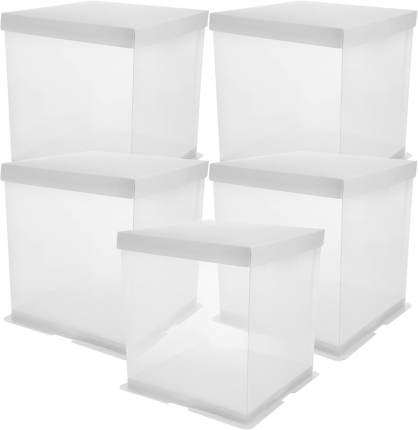 5pcs White Cake Boxes 6-inch Square Baking Boxes Single Double Layer Heightened Packaging Bakery Carrying Cases for Birthday Party Candy Cookie Storage