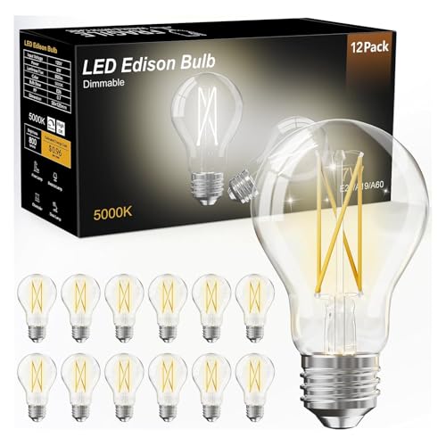 dalattin 12 Pack A19 Vintage LED Edison Bulbs, Dimmable, 60W