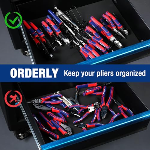 Image of WORKPRO 2-Pack Plier Organizer Rack, 20 Slots Tool Drawer Organizer for Spring-Loaded, Regular and Wide-Handle Pliers, Metal Wire Construction, Black Coating, 11.2 inch x 5.5 inch x 2.6 inch (Pliers Not Included)
